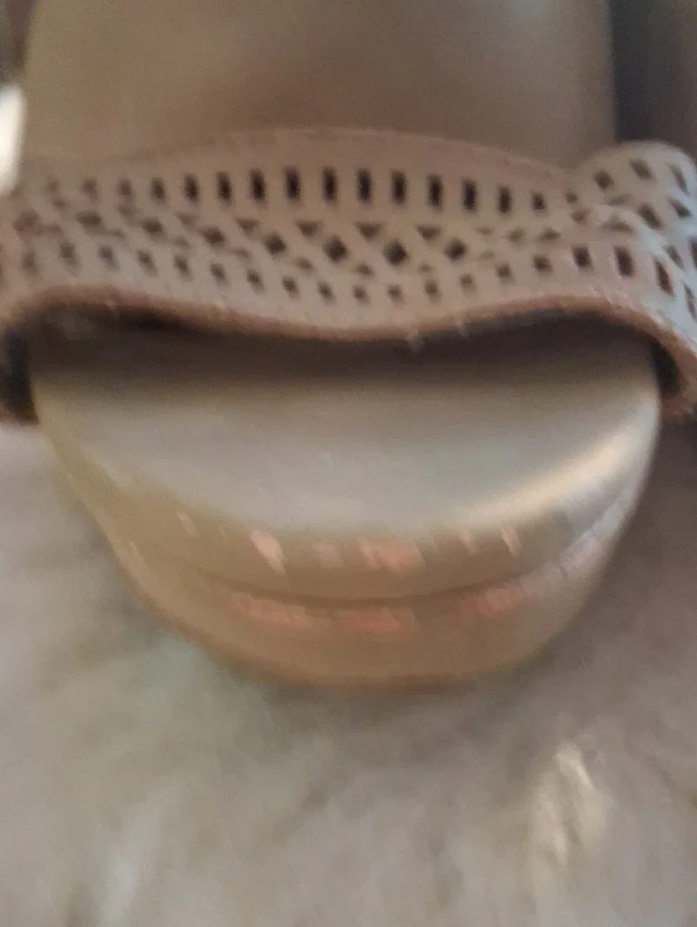 ROUGE!  Women’s Neutral Tan Wedge Sandals - Stylish Laser-Cut Straps SIZE 7